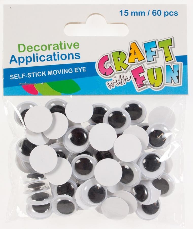 DECORATIVE EMBELLISHMENTS SELF-ADHESIVE EYES 15 MM CRAFT WITH FUN 386914